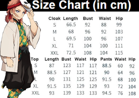 sabito cosplay size chart