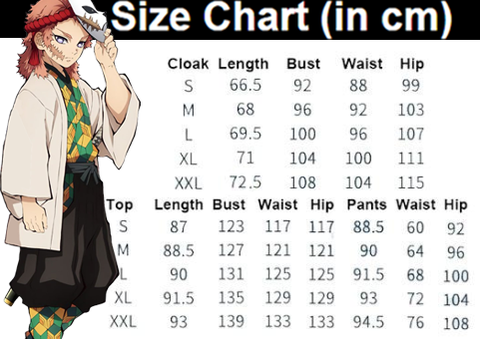 Kimetsu no Yaiba Cosplay Sabito Official Merchandise 2 - Demon Slayer Shop sabito cosplay size chart