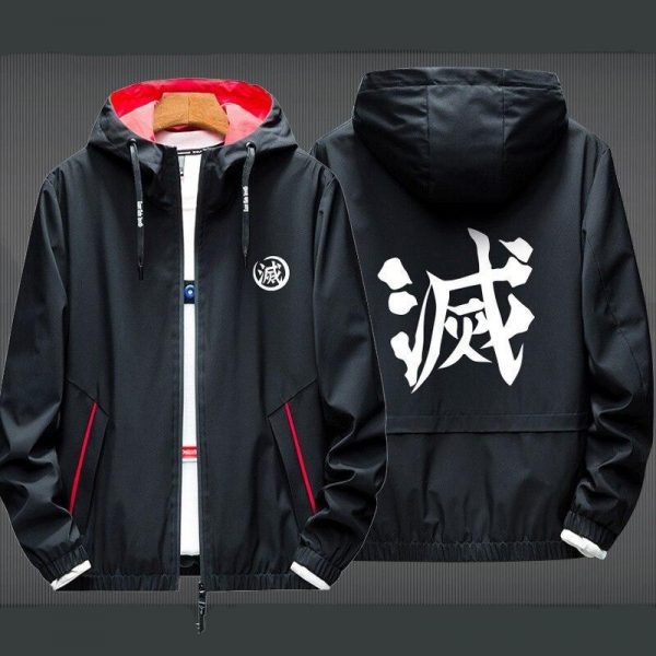 Black, Red Collar and thin Jacket / L Official Demon Slayer Merch