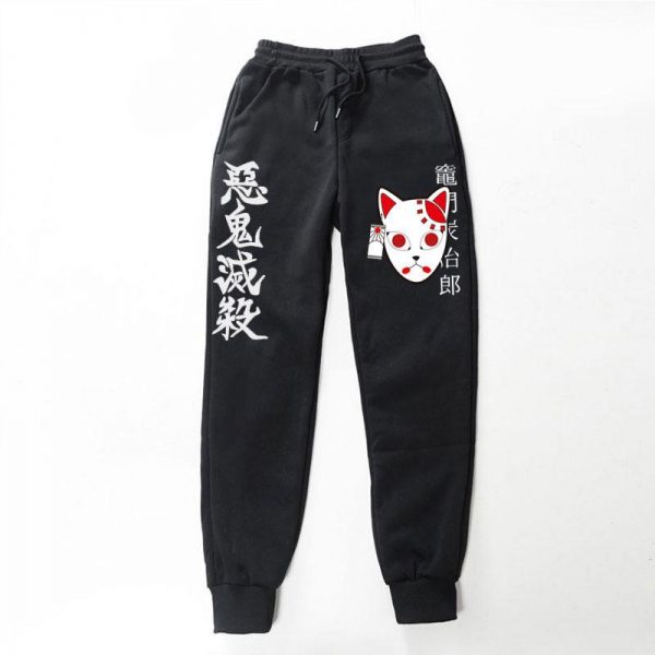 Kimetsu no Yaiba Pants  Tanjiro Streetwear  Mask&Hanafuda S / Black Official Demon Slayer Merch