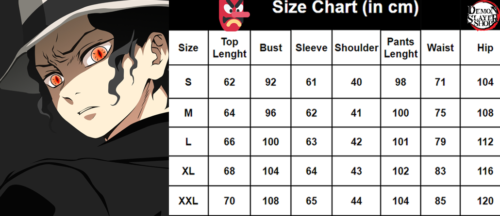 muzan kibutsuji cosplay size chart