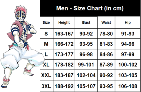 Kimetsu no Yaiba Cosplay Akaza Official Merchandise 4 - Demon Slayer Shop akaza cosplay size chart