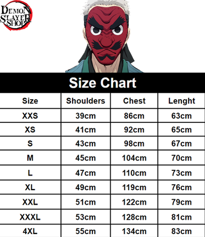 Demon Slayer Hoodie Pattern Size Chart