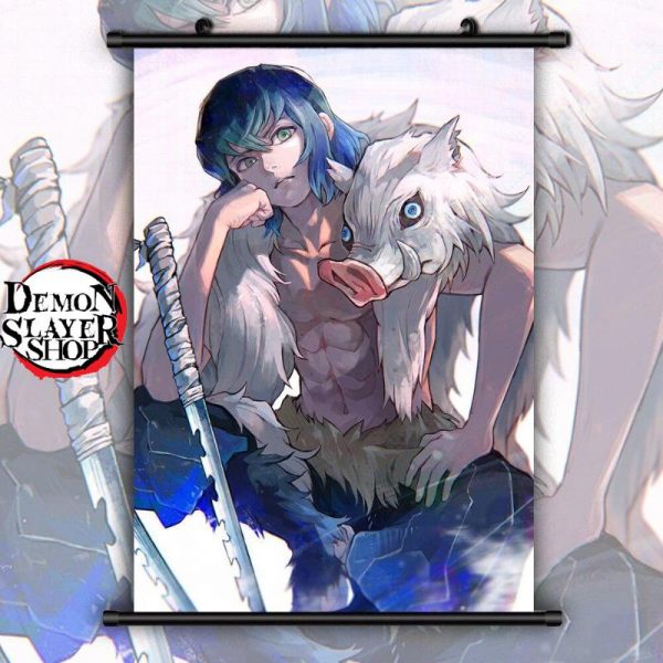 Demon Slayer Wall Scroll  Inosuke without Mask 20x30cm Official Demon Slayer Merch