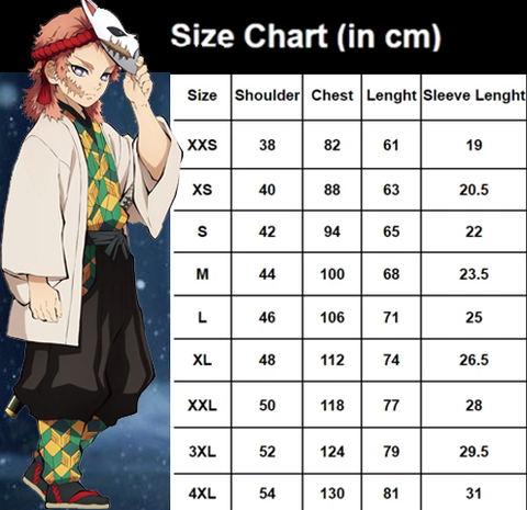 Kimetsu no Yaiba T-Shirt Sabito Official Merchandise 3 - Demon Slayer Shop sabito shirt size chart 031e8be5 0f49 44fa 9b5e - Demon Slayer Shop
