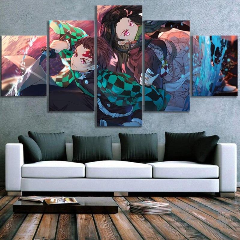 Demon Slayer Canvas  Tanjiro and Nezuko Size 1: With Frame Official Demon Slayer Merch