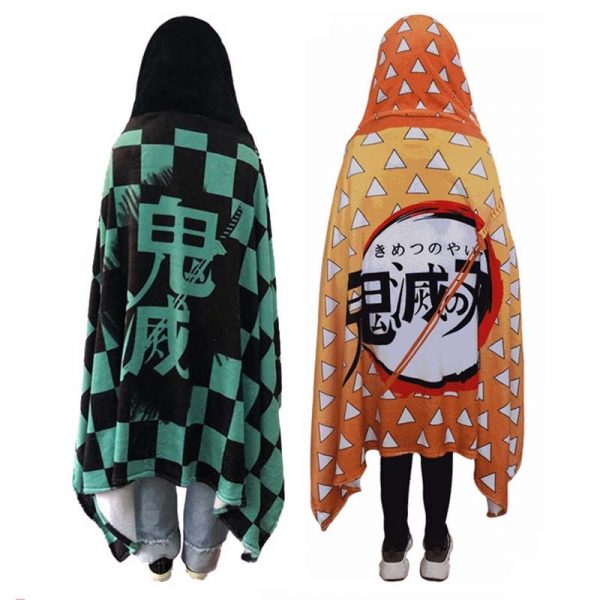 Anime Demon Slayer Kimetsu No Yaiba Blanket Cloak Cosplay Costume Kamado Nezuko Agatsuma Zenitsu Flannel Blanket - Demon Slayer Shop