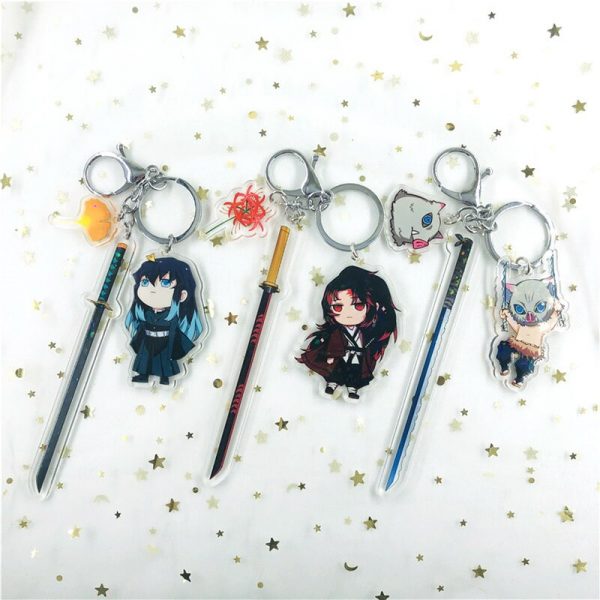 Anime Keychains Demon Slayer Sword Man Car Accessories Keychain Kimetsu No Yaiba Acrylic Bag Pendant Key 2 - Demon Slayer Shop