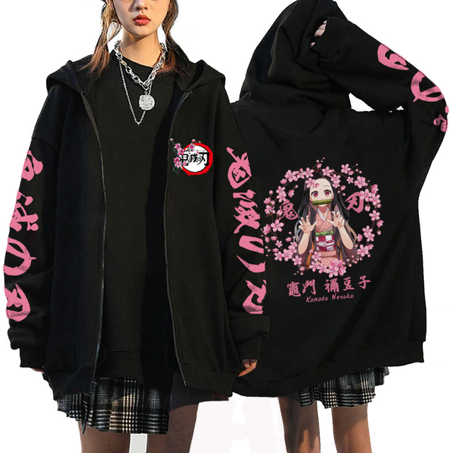 Anime Demon Slayer Hoodies Kamado Nezuko Print Zip Up Jacket Hip Hop Streetwear Sweatshirts Women Harajuku 640x640 1 - Demon Slayer Shop