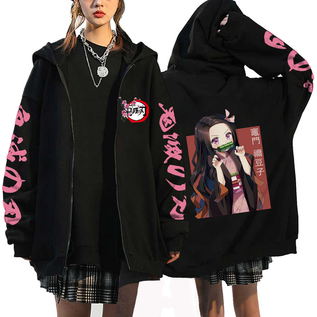 Anime Demon Slayer Hoodies Kamado Nezuko Print Zip Up Jacket Hip Hop Streetwear Sweatshirts Women Harajuku 640x640 3 - Demon Slayer Shop