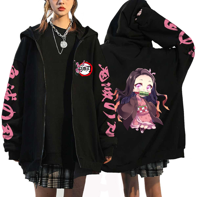 Anime Demon Slayer Hoodies Kamado Nezuko Print Zip Up Jacket Hip Hop Streetwear Sweatshirts Women Harajuku 640x640 6 - Demon Slayer Shop