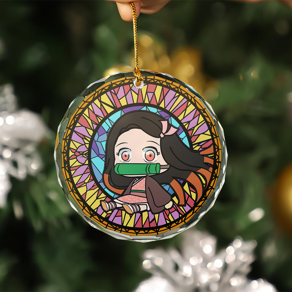 chibi nezuko demon slayer stained glass ornament perfect gift for christmas holiday eou3h - Demon Slayer Shop