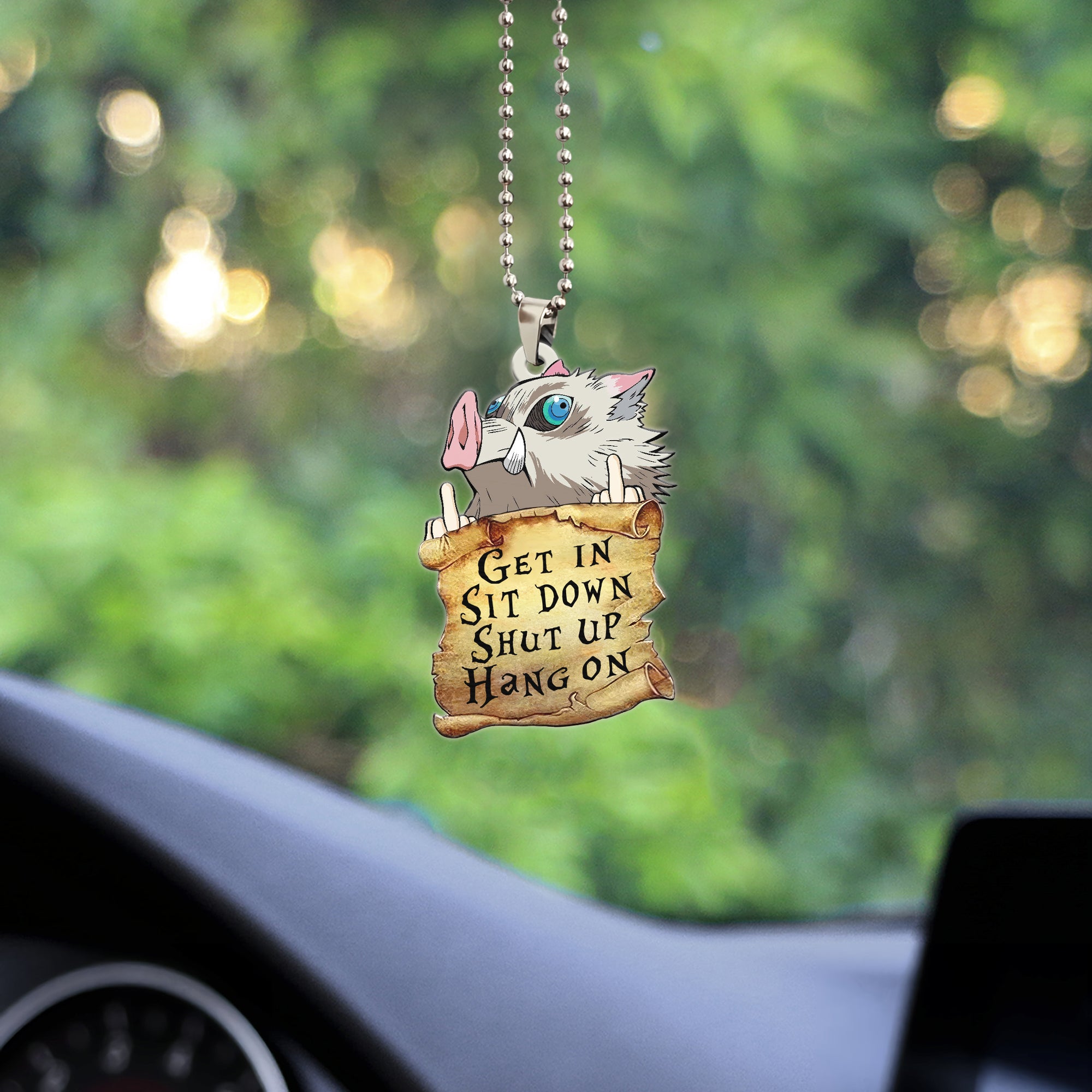 demon slayer inosuke get in sit down shut up hang on car ornament custom car accessories decorations iyt2p - Demon Slayer Shop