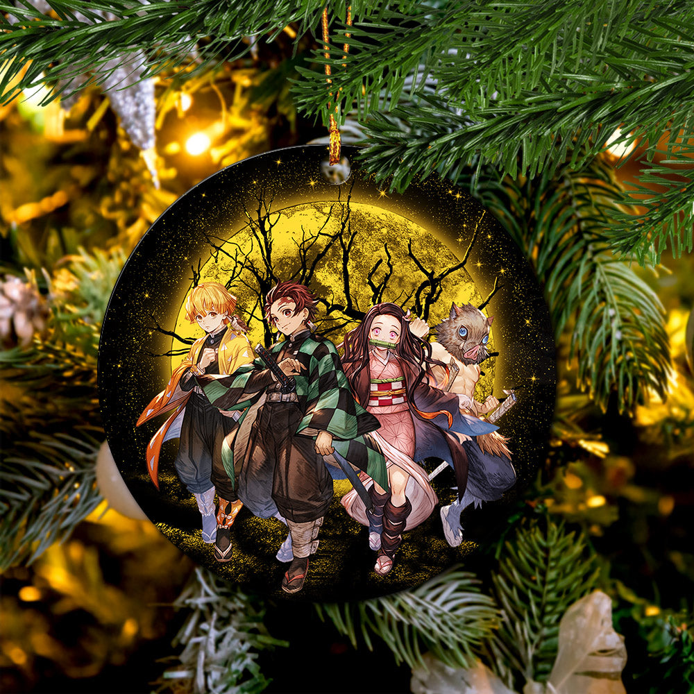 moon demon slayer background moonlight mica circle ornament perfect gift for holiday uglw1 - Demon Slayer Shop