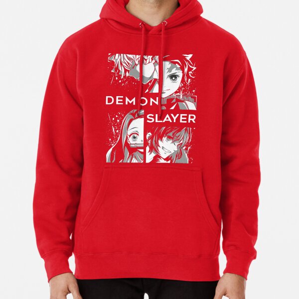 Demon Slayer Squad – Black & White Edition Pullover Hoodie RB2309