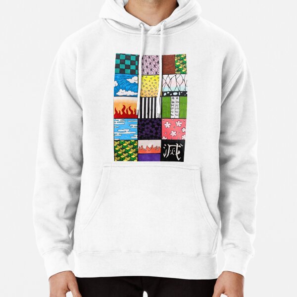 Demon Slayer Pattern Squares Pullover Hoodie RB2309