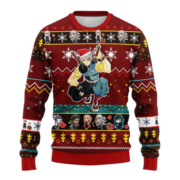 Tengen Uzui Christmas Sweater Red – Demon Slayer Ugly Sweater Gift