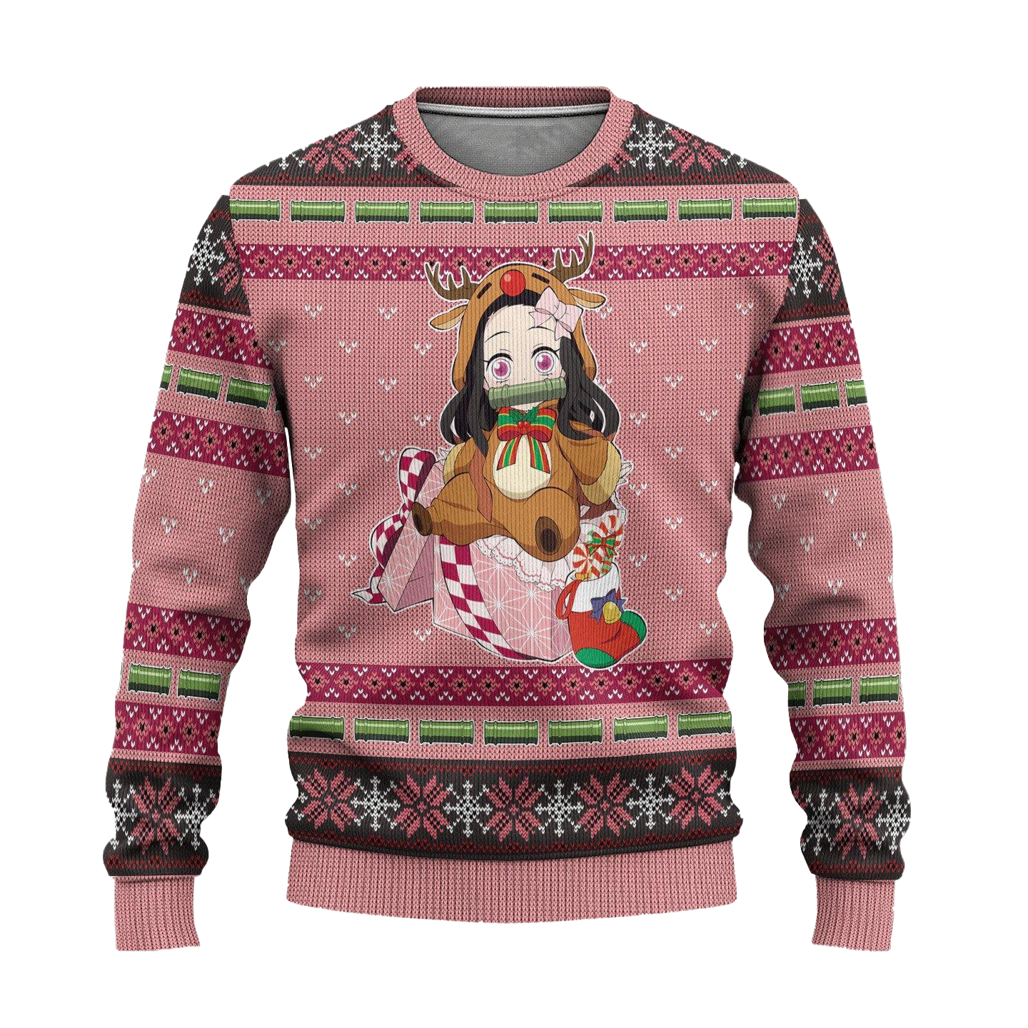 Nezuko Christmas Sweater – Demon Slayer Ugly Sweater Xmas Gift 1 - Demon Slayer Shop Nezuko Christmas Sweater – Demon Slayer Ugly Sweater Xmas Gift