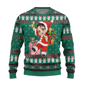 Tanjiro Kamado Christmas Sweater Green – Demon Slayer Ugly Sweater Gift