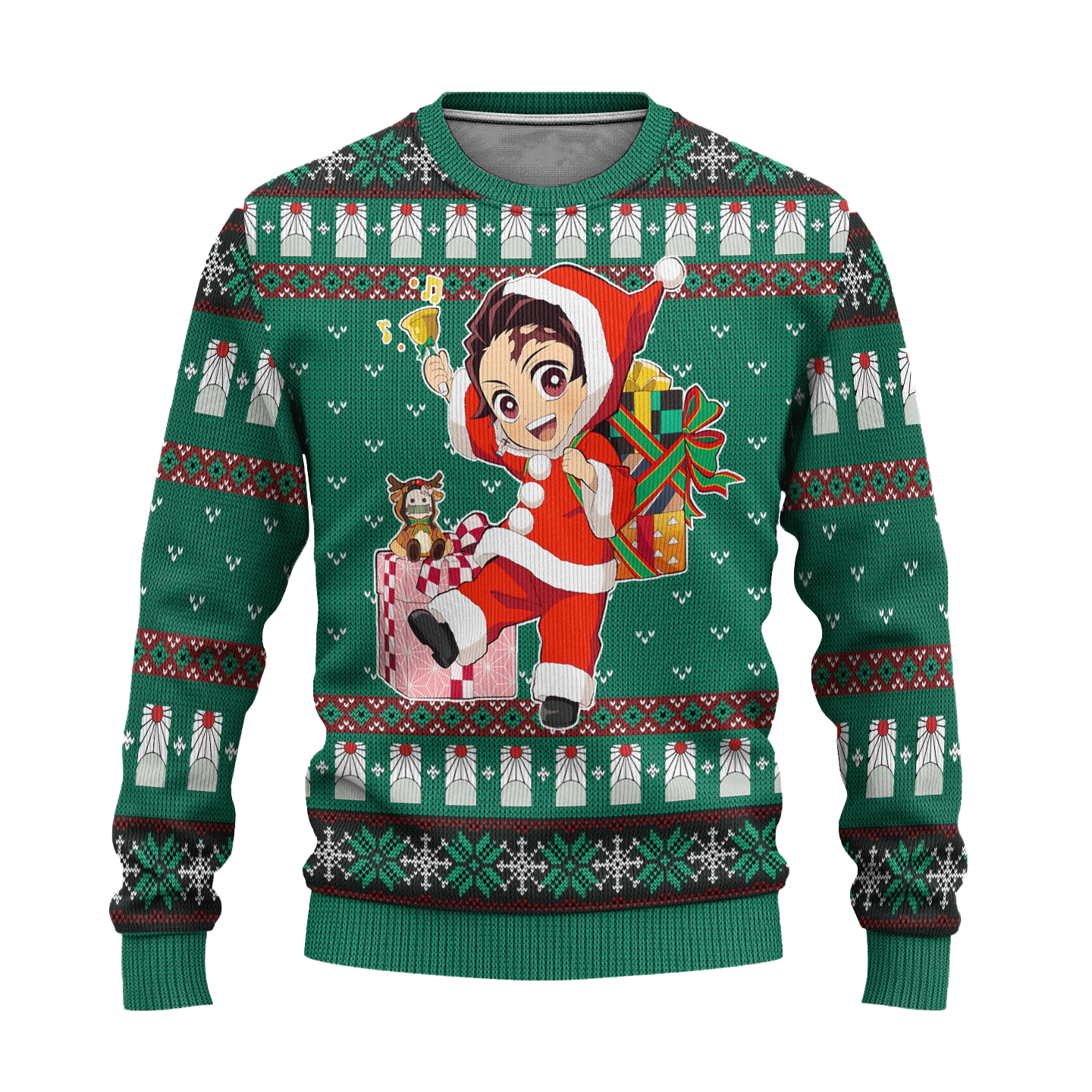 Tanjiro Kamado Christmas Sweater Green – Demon Slayer Ugly Sweater Gift 1 - Demon Slayer Shop Tanjiro Kamado Christmas Sweater Green – Demon Slayer Ugly Sweater Gift