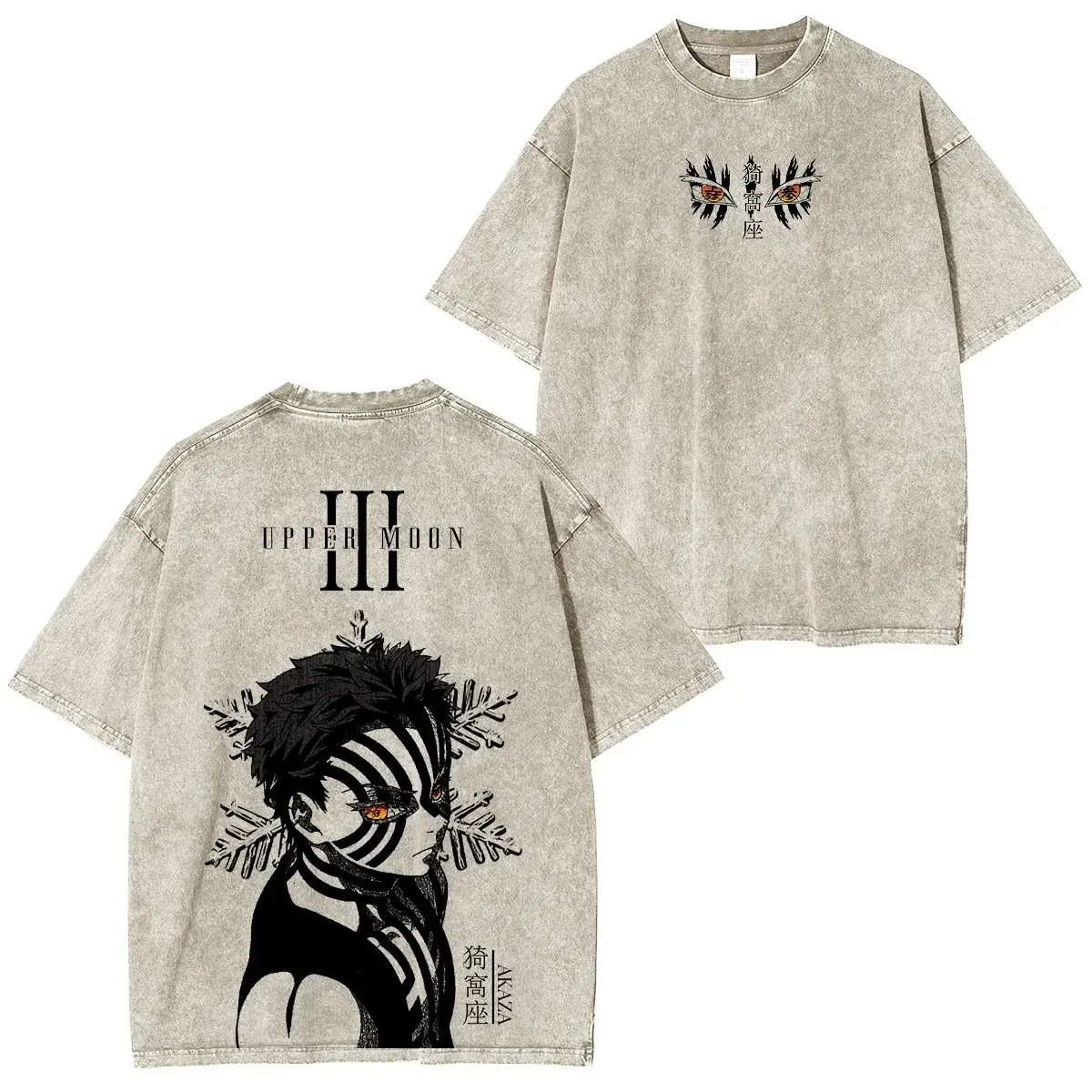 Harajuku Unisex Anime Demon Slayer Graphic PTTT2503 Vintage Washed T-Shirt
